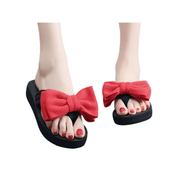 Ladies Womens Shoes Slip On Sliders Flip Flops Bow Flat Mule Summer Sandals